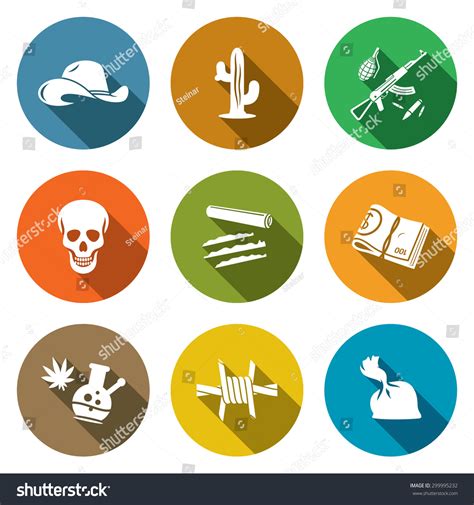 Mexican Cartel Icons Set Vector Illustration Stock Vector (Royalty Free ...