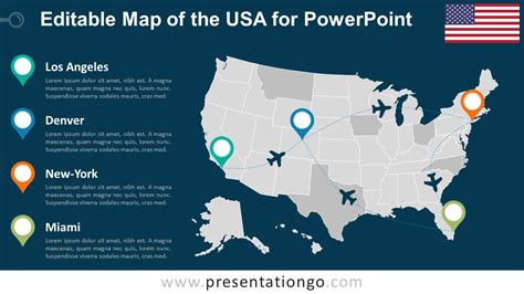 USA Editable PowerPoint Map - PresentationGO.com