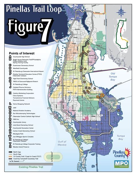 Map of the Fred Marquis Pinellas Trail, Florida