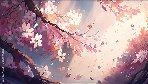 japanese cherry blossom tree wallpaper background created with ...