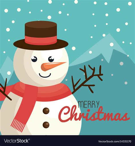 Merry christmas snowman character Royalty Free Vector Image