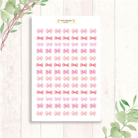 Pink Bow Stickers, Bows Sticker Sheet, Cute Bow Stickers, Pretty Bow ...