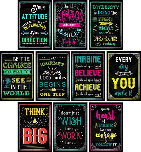 Buy L&O Goods Black Chalkboard Motivational Wall Decor s | Set of 10 ...