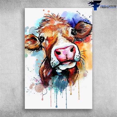 Colorful Dairy Cattle Watercolor Milk Cow Painting Dairy Cattle ...