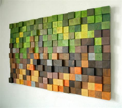 Minecraft Wood Wall Art, wood wall decor, wooden mosaic, abstract wood ...