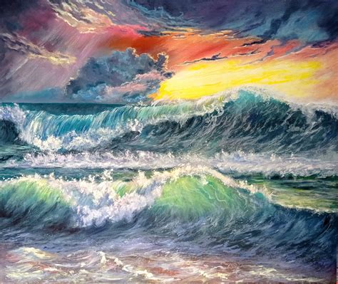 Stormy Ocean Wave Painting Original Oil on Canvas Artwork 20 - Etsy