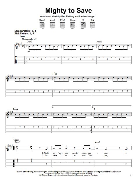 Mighty To Save by Reuben Morgan - Easy Guitar Tab - Guitar Instructor