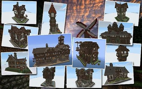 Medieval Village Blueprints Minecraft tutorial | Medieval Houses Bundle ...