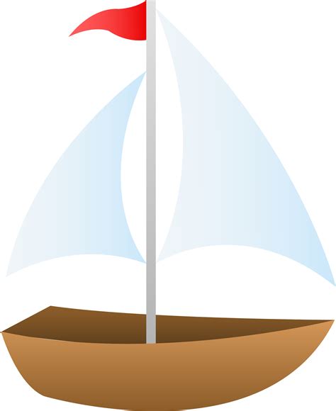 Little Sailboat With Red Flag - Free Clip Art