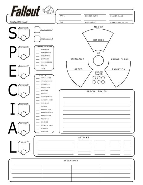 Fallout style character sheets. | Dnd character sheet, Character sheet ...