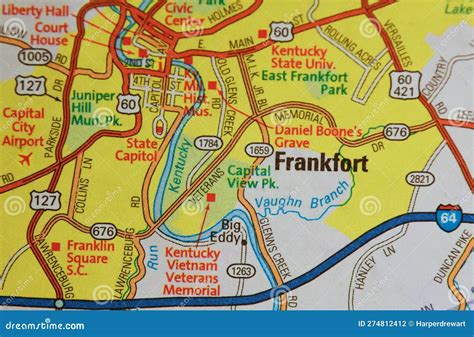 Map Image of Frankfort Kentucky Stock Photo - Image of cartography ...