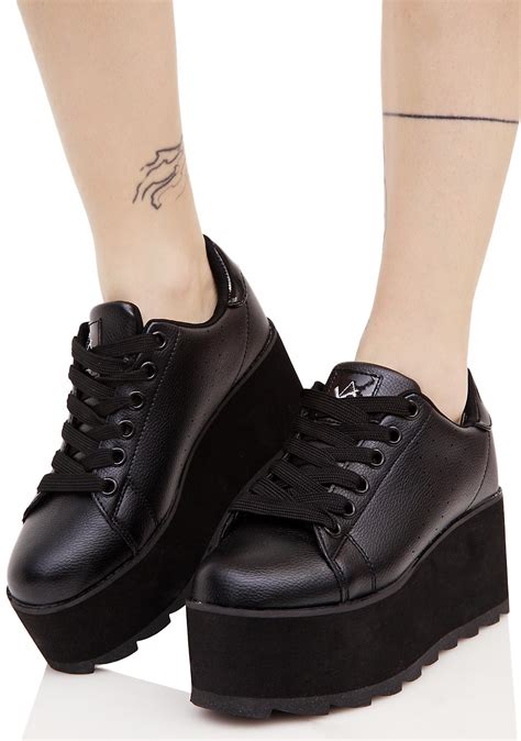 Y.R.U. Black Lala Platform Sneakers | Dolls Kill