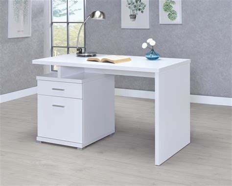 Irving 2-drawer Office Desk with Cabinet White by Coaster 800110