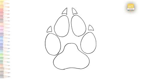 Wolf paw print drawing | How to draw Wolf paw print step by step | Wolf ...