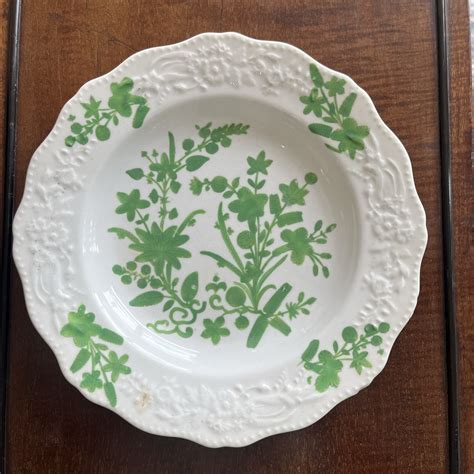 English bone china dessert plate, green flowers, C. 1825 – Moorabool ...