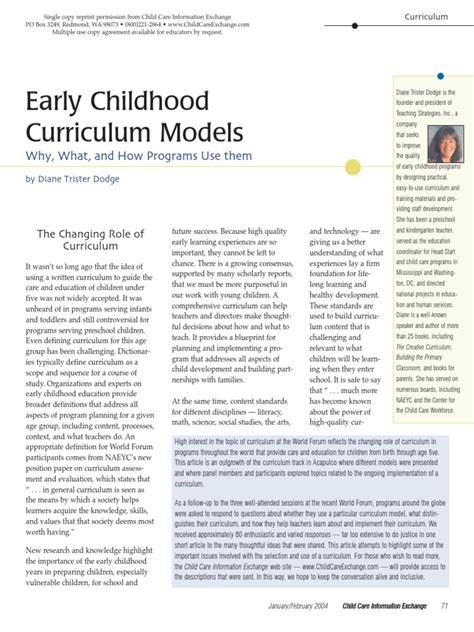 Early Childhood Curriculum Models: Why! What! and How Programs Use Them ...