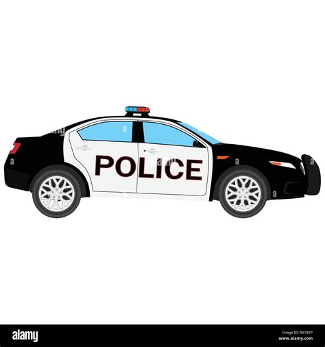 Vector illustration. Police car side view isolated on white background ...