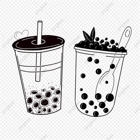 Hand Drawn Pearl Milk Tea - PNG Transparent Clipart Image