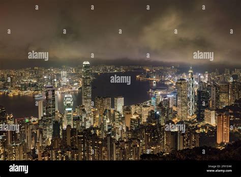 Modern buildings in downtown city at night, top view Stock Photo - Alamy