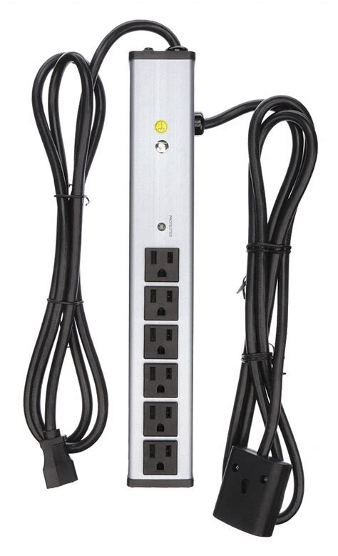 Surge Protector Outlet Strip, 6 Total Number of Outlets, Gray, 6 ft ...