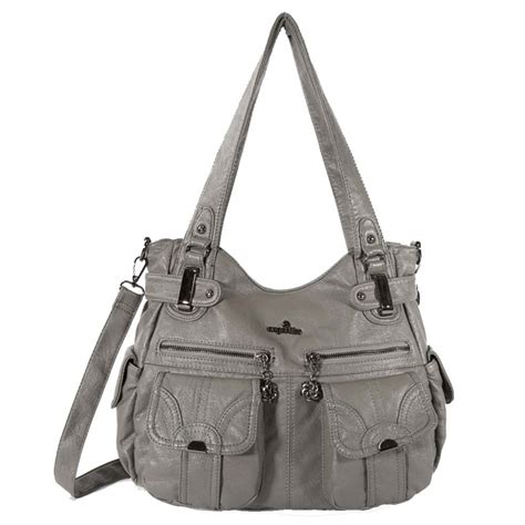 Zzfab - 2 Front Pockets Large Soft Washed Leather Handbag Soft leather ...