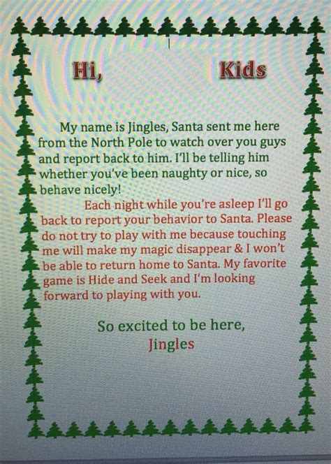 Our "elf on the shelf" welcome letter! We don't actually have the book ...