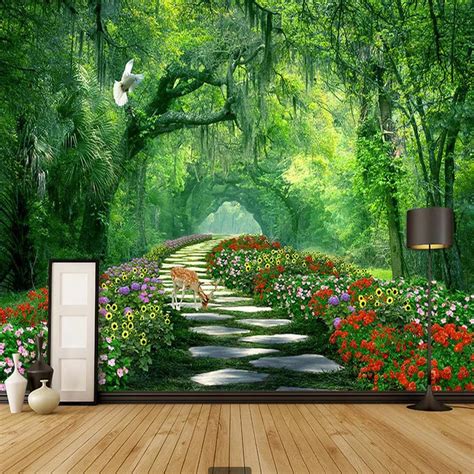 Nature Tree 3D Landscape Mural Photo Wallpaper for Walls 3 d Living ...