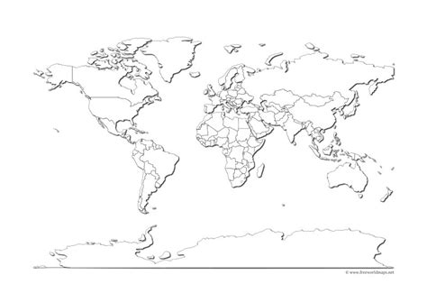 World Political Map Black And White A4 Size World Political Map ...