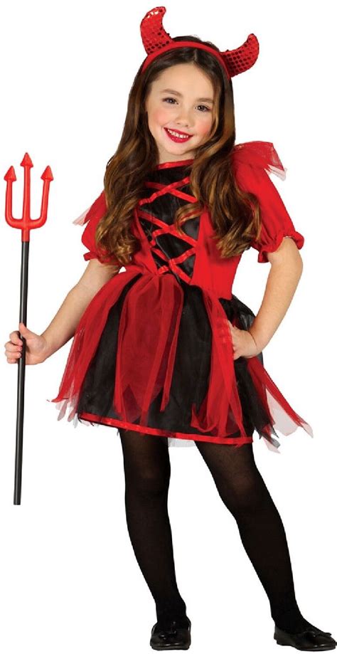 Girls Devil Tutu Red Black Demon Halloween Horror Fancy Dress Costume ...