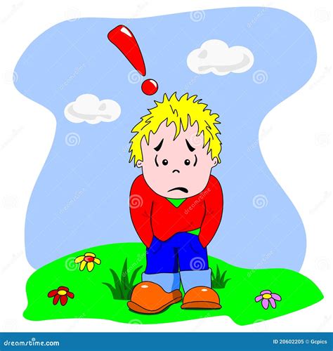 Sad & lonely cartoon boy stock vector. Image of alone - 20602205