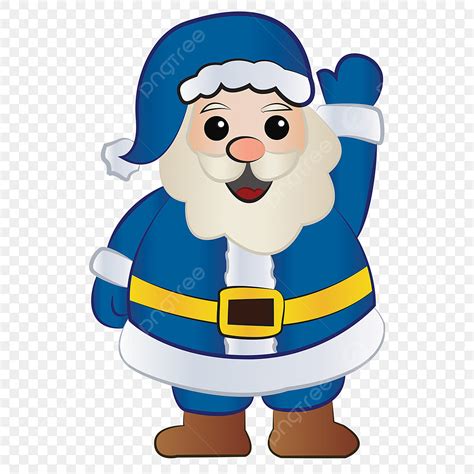 Cute Santa Claus Clipart PNG Images, Cute Blue Santa Claus Waving His ...