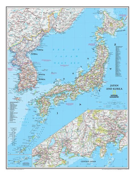 National Geographic Japan and Korea Wall Map | Maps.com.com