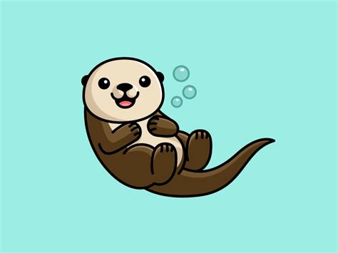 Sea Otter | Otter cartoon, Cute otters drawing, Otter illustration