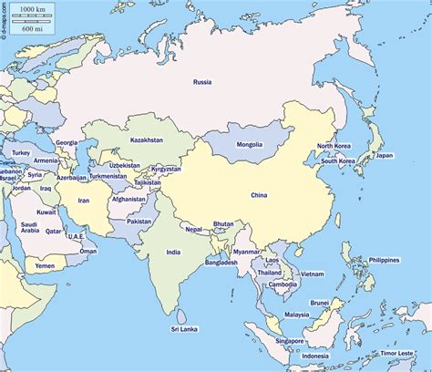 Countries of Asia (list and map; 2024) - Learner trip