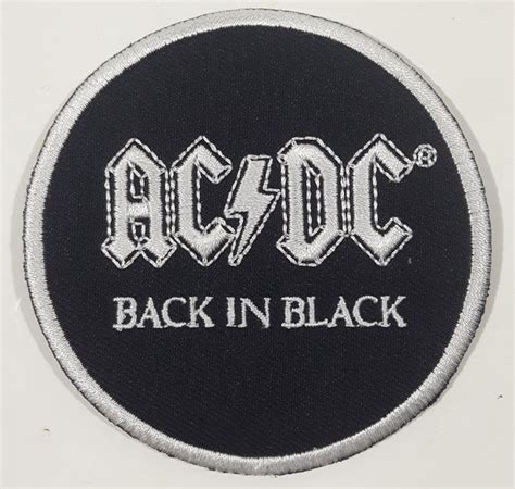 AC/DC Back In Black 3" Embroidered Fabric Iron On Patch Badge ...