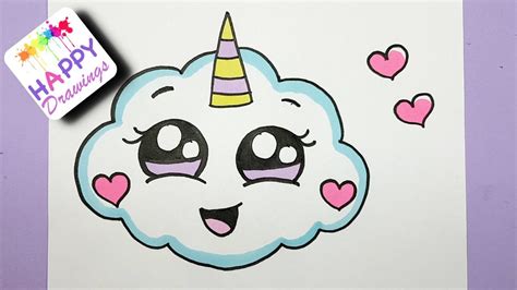 HOW TO DRAW A SUPER CUTE CLOUD EMOJI UNICORN - EASY DRAWING