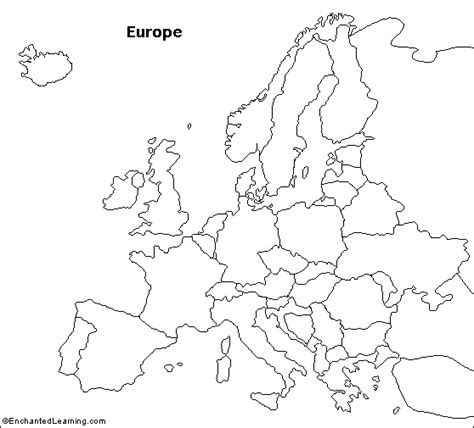 Outline Map Europe - EnchantedLearning.com | Europe map printable ...