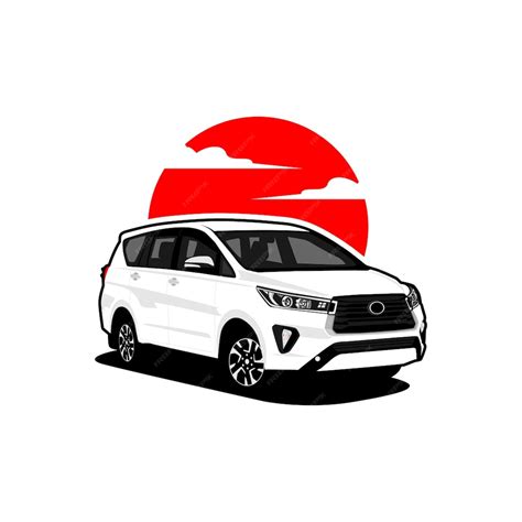 Premium Vector | A white toyota innova with a red circle behind it