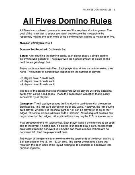 Dominoes rules - chromegross