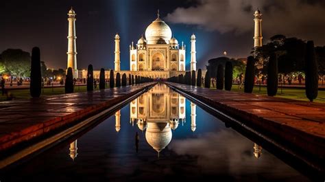 Premium AI Image | Night view of The Taj Mahal