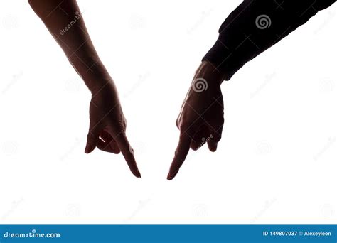 Female and Male Hands Pointing Down - Silhouette Stock Image - Image of ...