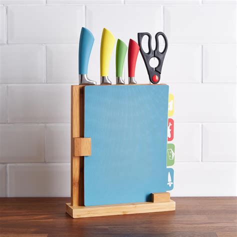 5 Piece Colour Soft Grip Knives and Chopping Board Set | Chopping board ...