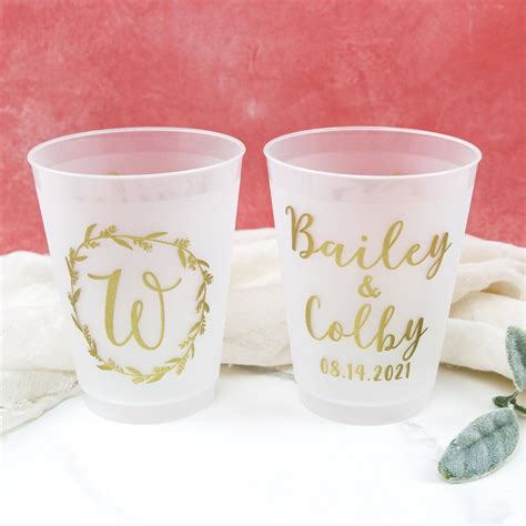 Personalized Wedding Frosted Cups 16oz Cup Monogrammed - Etsy