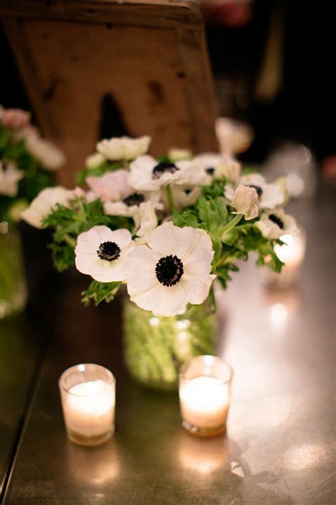 Bright White Anemone Centerpieces