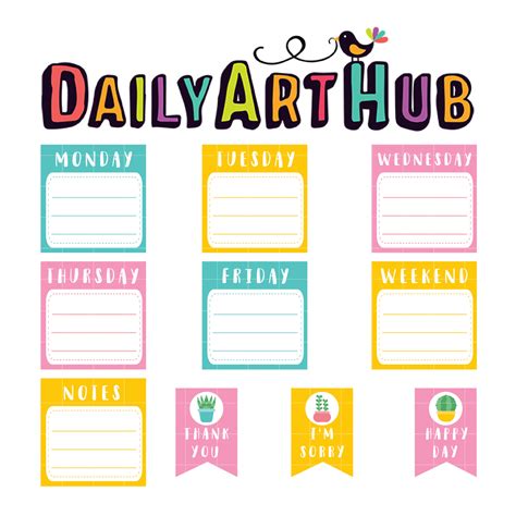 Weekly Planner Clip Art Set – Daily Art Hub // Graphics, Alphabets & SVG