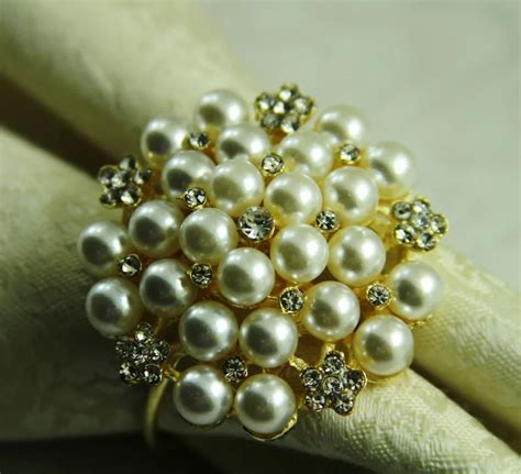 pearl crystal wholesale napkin rings beaded wedding, napkin holder,-in ...