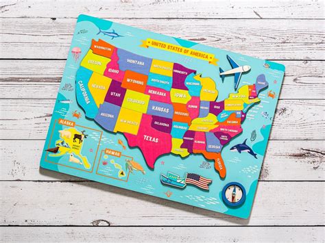 United States Map US Map USA Map Puzzle for Kids Montessori - Etsy