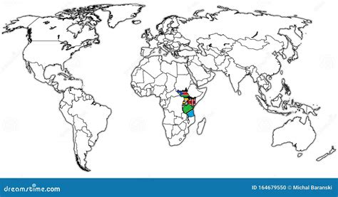 East African Community Territory on World Map Stock Illustration ...