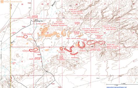 Map of the Bisti Wilderness Area, New Mexico