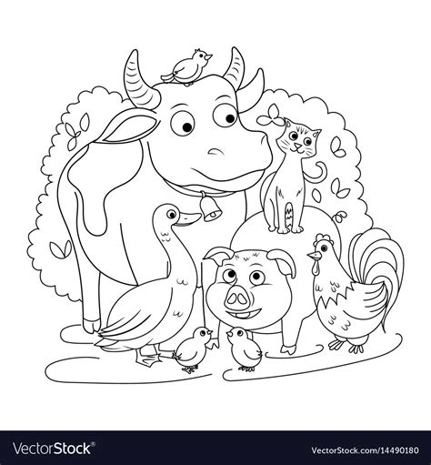 Farm animals coloring book for children Royalty Free Vector